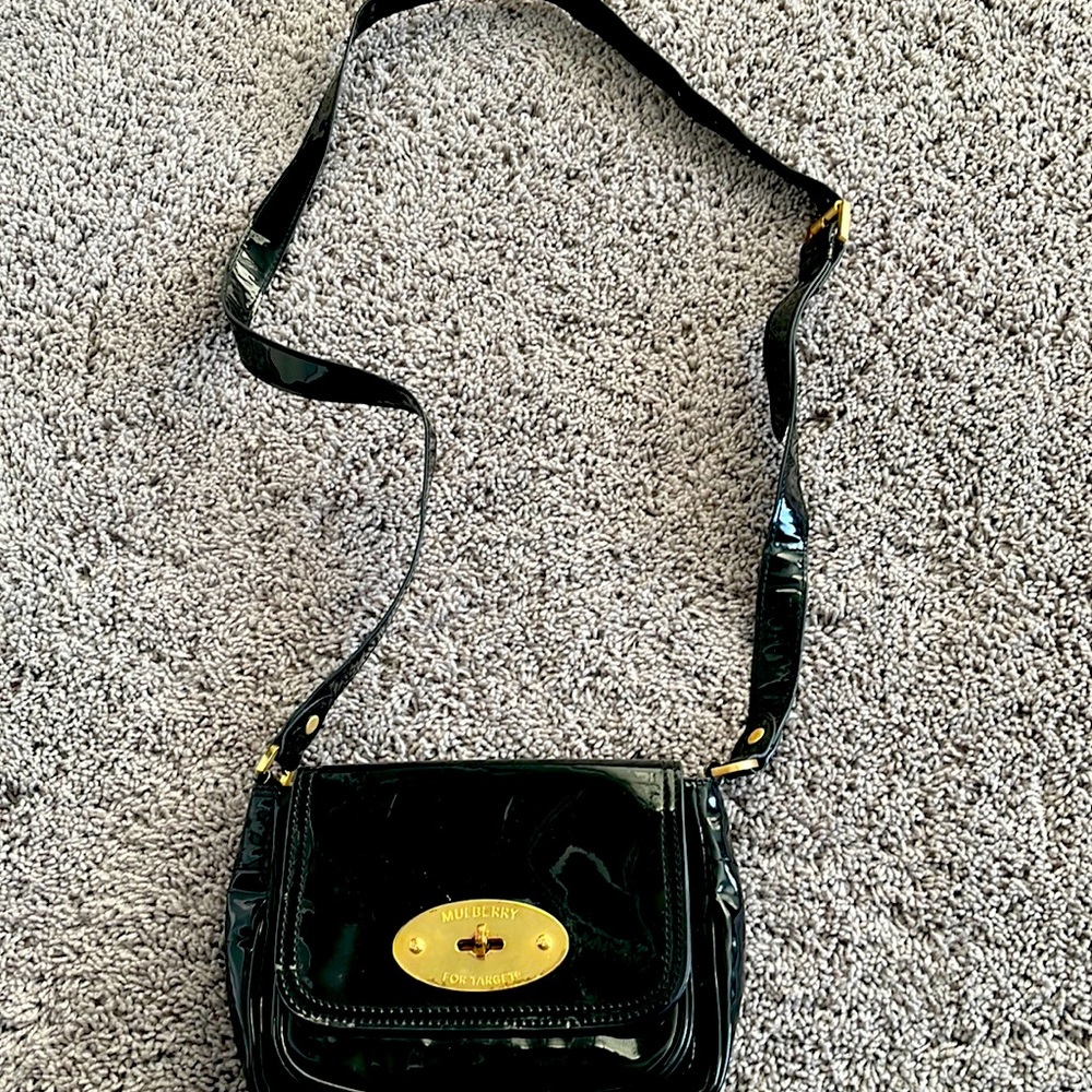 Small faux patent leather cross body